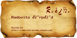 Radovits Árpád névjegykártya