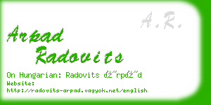 arpad radovits business card